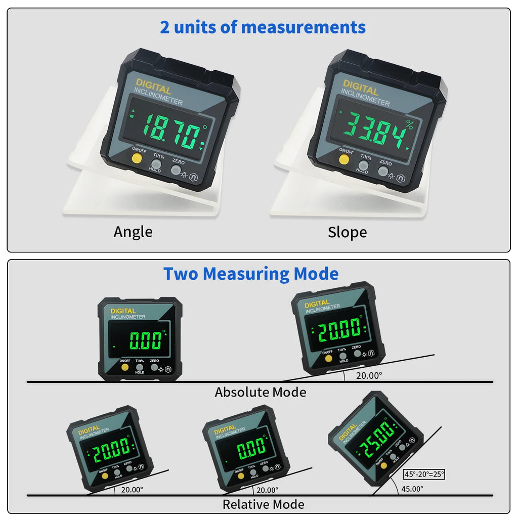 SHANHR New Angle Protractor 360 Degree Mini Electronic Digital Protractor Inclinometer Angle Finder Gauge Measurement Box
