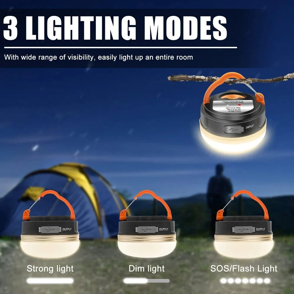 High Power Camping Lantern Tents Lamp USB Rechargeable Portable Camping Lights Outdoor Hiking Night Hanging Lamp