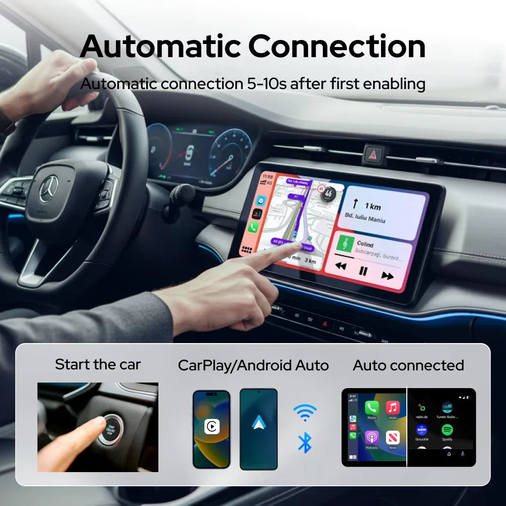 Skilldrive 2026 mini 2 in 1 Wireless CarPlay Apapter Type C Port CarPlay Android Auto USB Converts Wired to Wireless Plug & Play