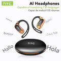 Bluetooth Auricles HTC NE35 2026 AI Real-Time Language Translator Earbuds 134 Languages BT6.0 IPX5 90H Battery Wireless Headset