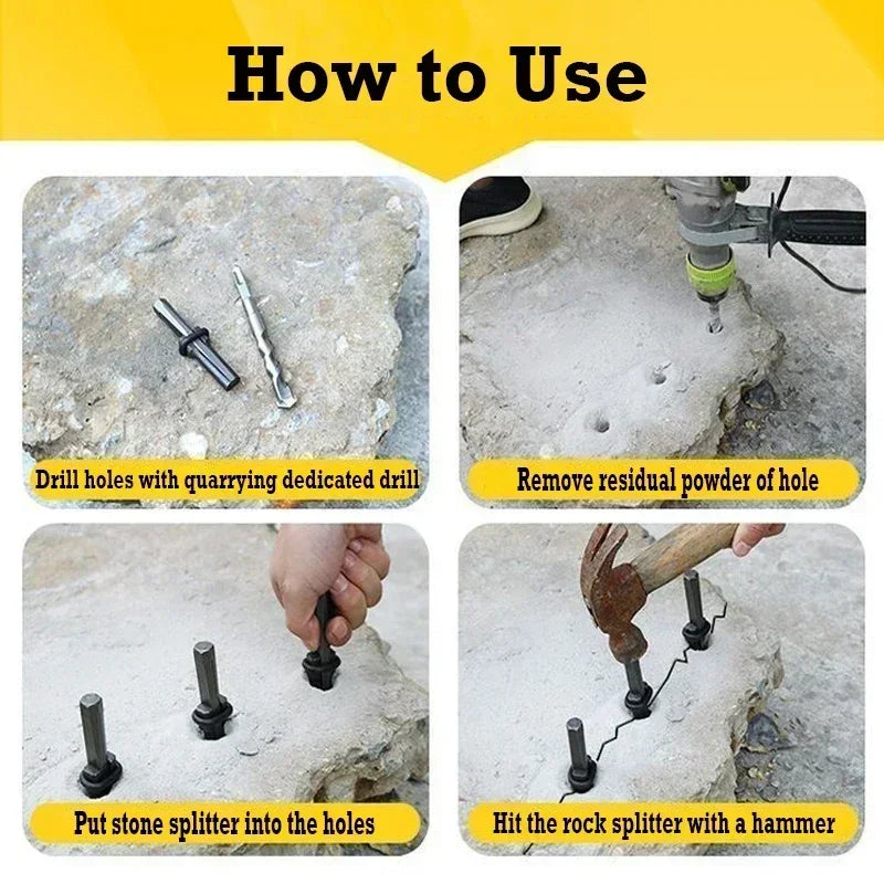 10pcs 14/16/18mm Stone Splitter Wedge & Feather Shims Concrete Rock Stone Splitter Marble Granite Splitter Hand Tool Accessories