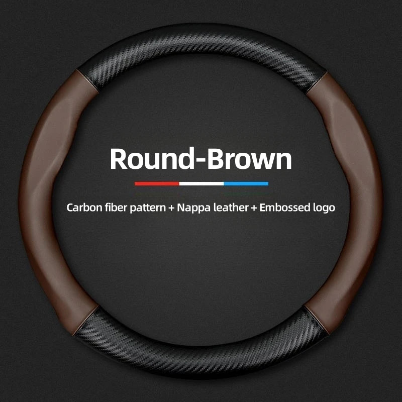 For Citroen C2 C3 C5 Aircross VTS Xsara C-Crosser Berlingo Jumpy Carbon fiber Leather Car Steering Wheel Cover Auto Accessories