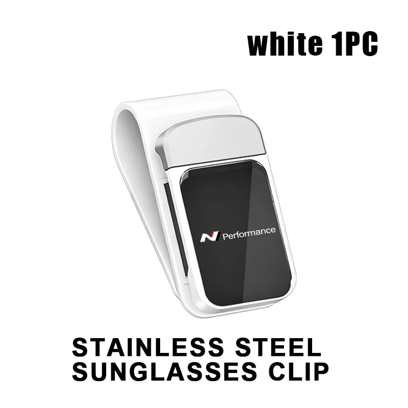 Car Stainless Steel Card Ticket Holder Sun Visor Glasses Clip For Hyundai N Line i20 i30 Sonata Tucson Azera Elantra Veloster