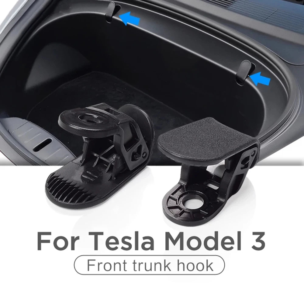 2 Pcs Car Front Trunk Hook for Tesla Model 3 2017-2020 Eject Clip Installation Car Spare Box Hook ABS Auto Interior Accessories