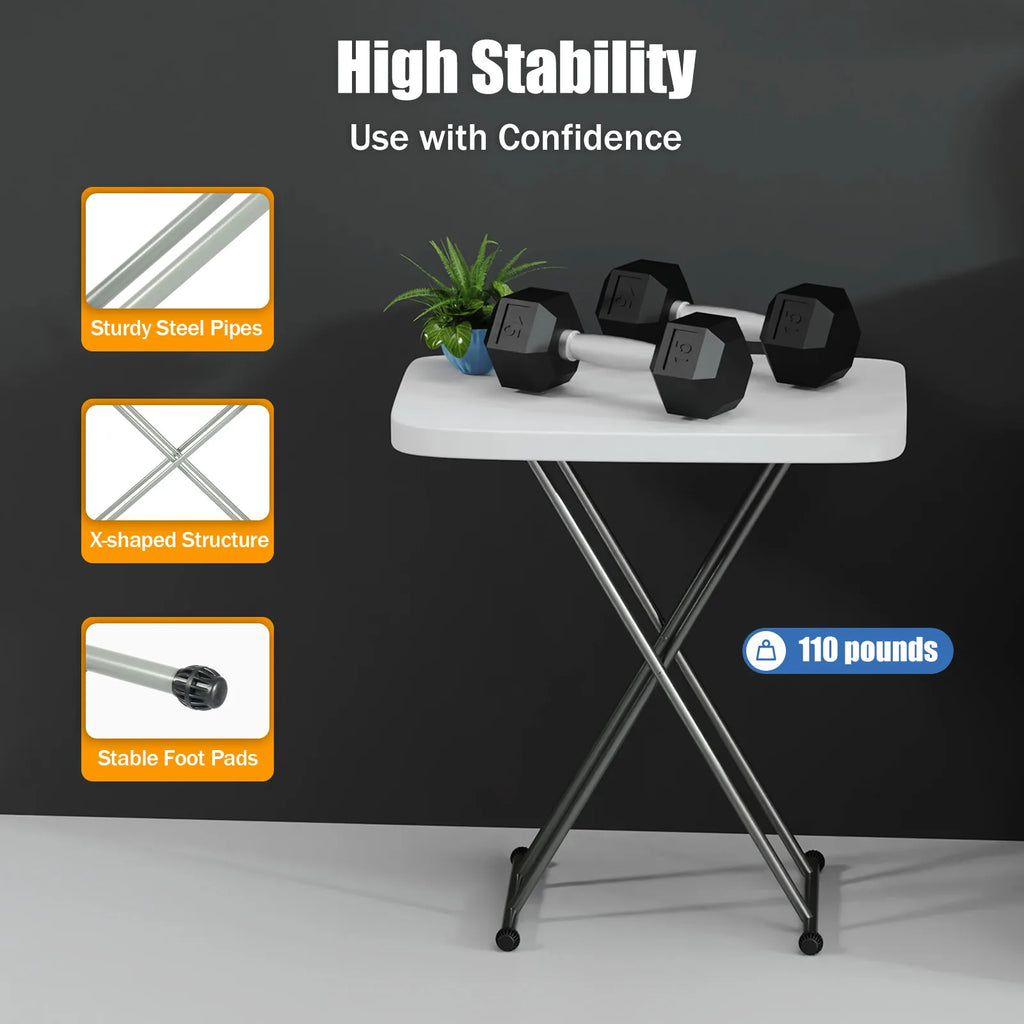 Triangular Stable Structure Foldable Lift Table, Backyard Party Beach Fishing Use, Lightweight Anti-slip Feet Rounded Corner Collapsible Table for Outdoor Enthusiasts