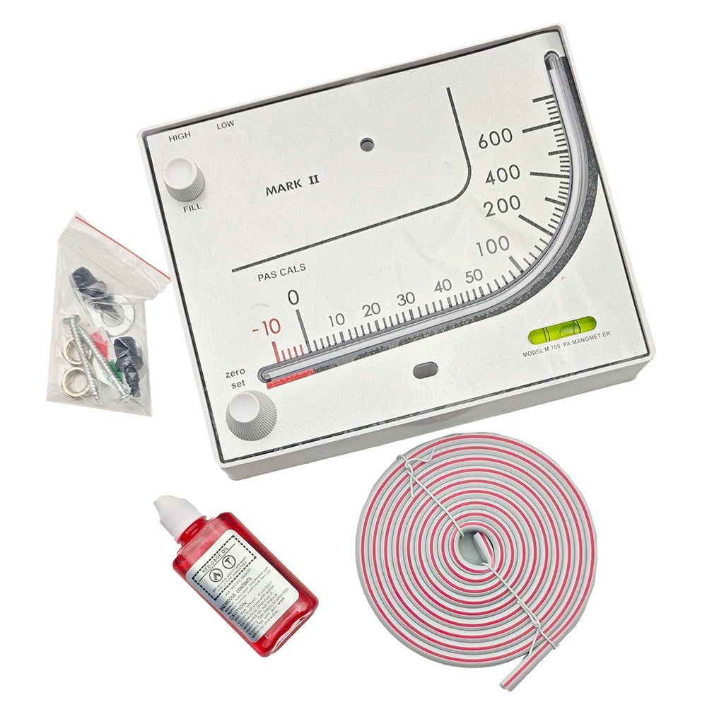 Red Oil Differential Pressure Gauge A1-700PA， Manometer for HVAC/Air Filters/Industrial Equipment,