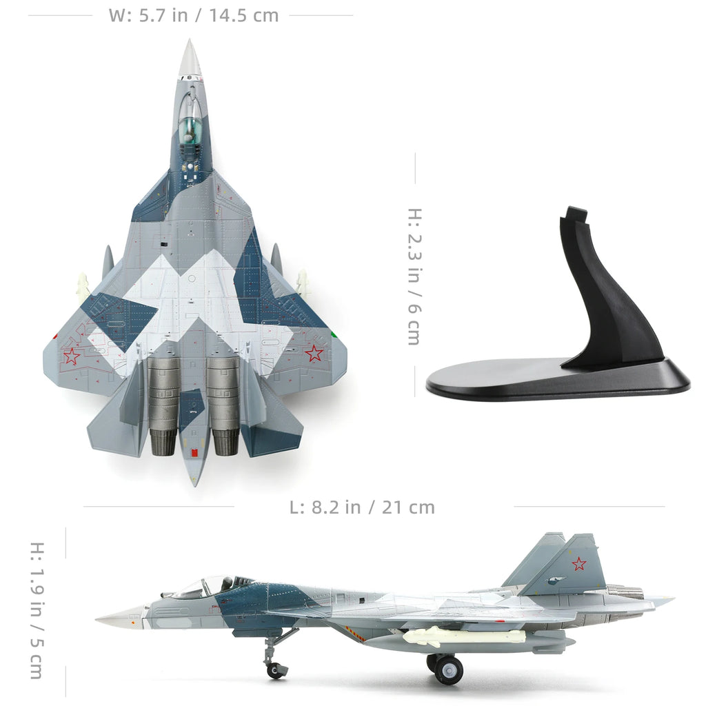 Su-57 Snow Split Version Fighter Model 1:100 Die-Cast Metal Military Aircraft Collection Gift