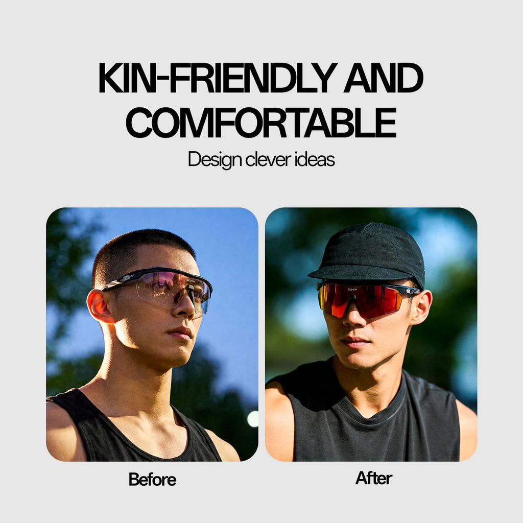 Scvcn Photochromic Hiking Sunglasses UV400 Outdoor Sports Trendy Design Cycling Running Baseball Glasses Lightweight Eyewear