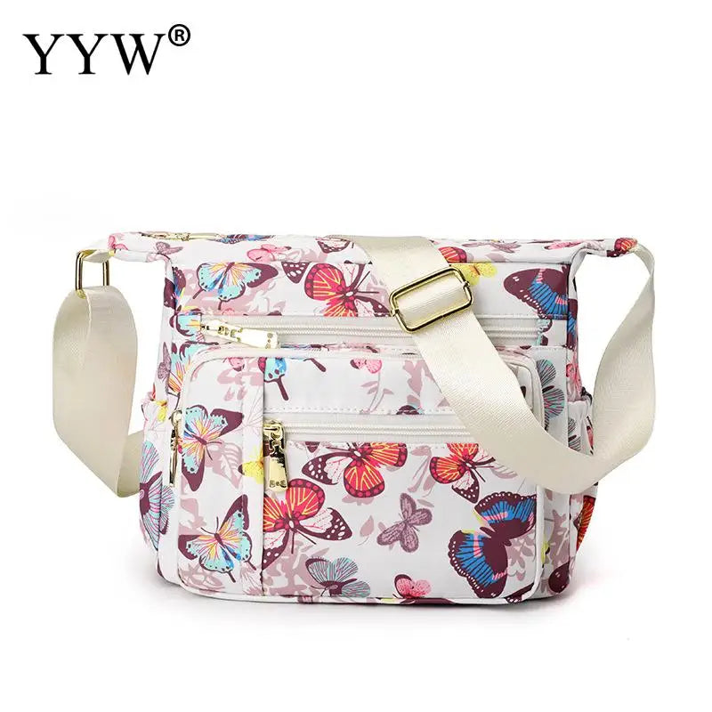 Women Satchel Nylon Cloth Leisure Shoulder Mom Bag Rural Style Floral Printing Crossbody Ladies Casual Shoulder Messenger Purse