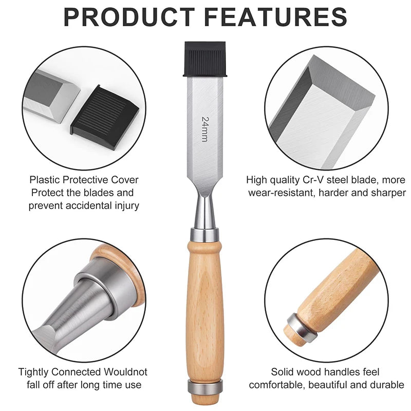 **6/12/18/24mm 4 Pcs Wood Carving Chisels Set Professional For Woodworking With Ergonomic Wood Carving Tools DIY Auxiliary Tools