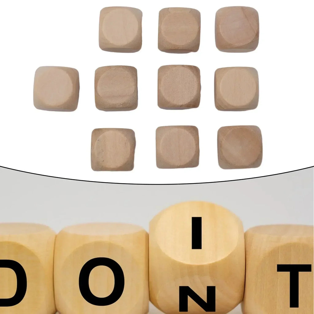 10pcs 8/12/16/20/22/25/28/30mm 6 Sided Blank Wood Dice For Party Family DIY Games Printing Engraving Toys Wood Cube Dices
