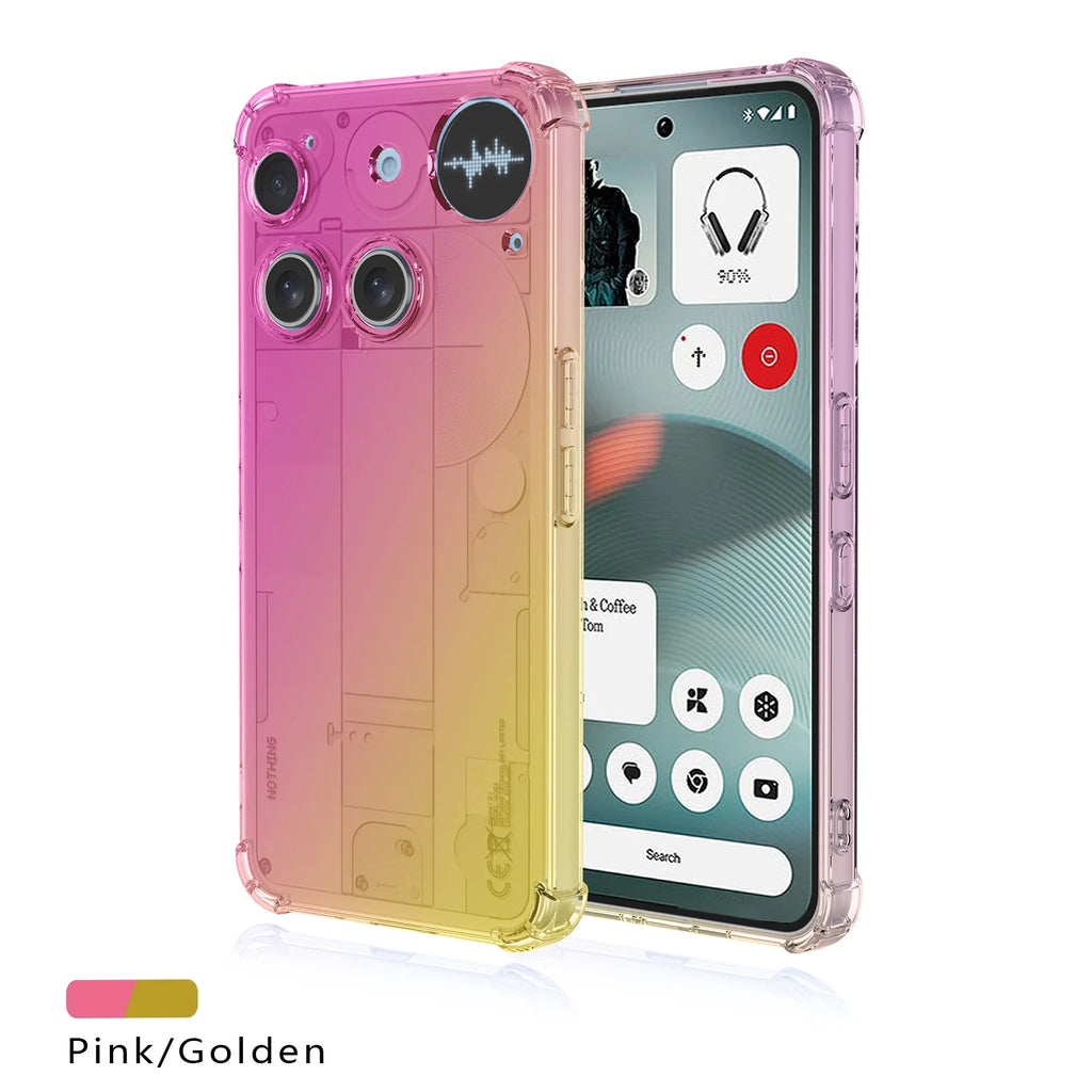 Airbag Shockproof Gradient Transparent TPU Case for Nothing Phone 3 (3) Protective Cover Back Shell Frame Capa Fundas