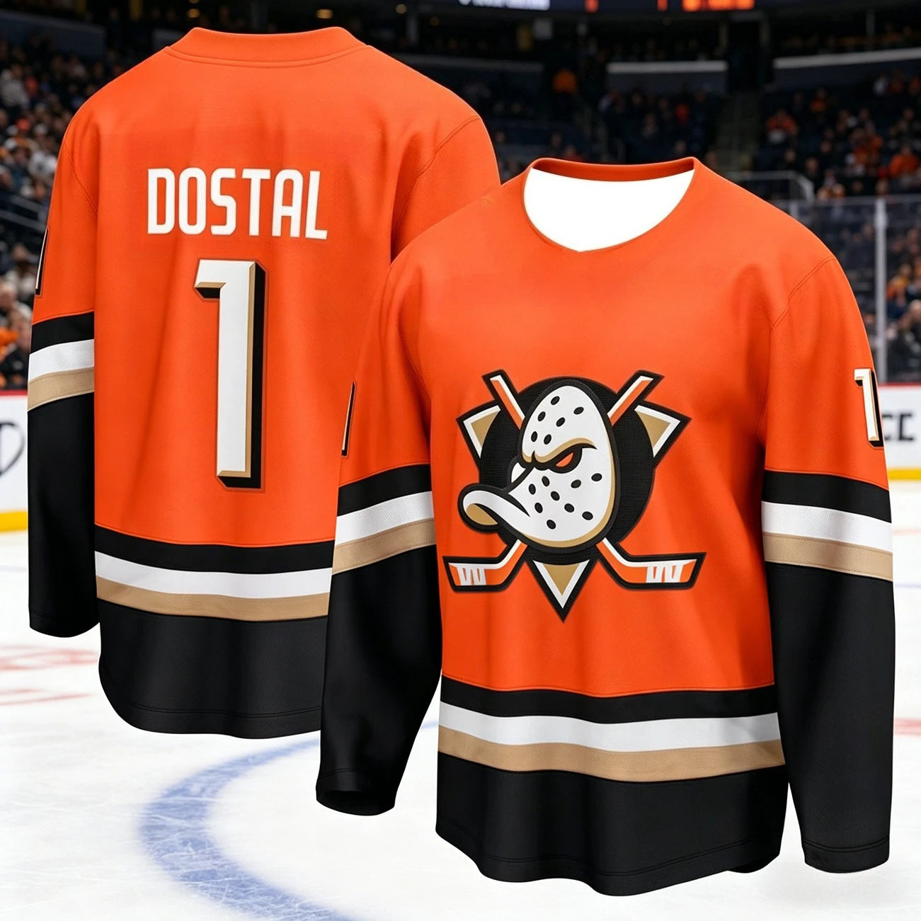 Men's Ice Hockey Ducks Jersey Anaheim Printing Moisture-Wicking Long Sleeve Breathable Sports Uniform Plus Size for Fans