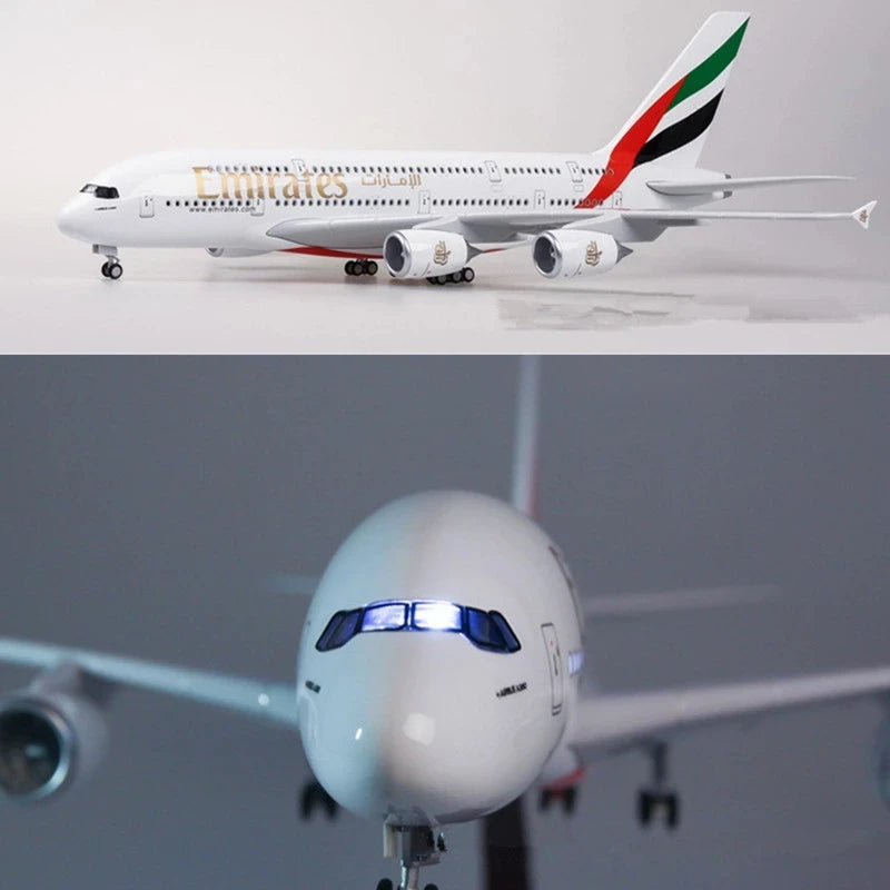 Airbus A380 UAE/Emirates Toy Plane Model 1/160 Scale 18 inchs Large Model Airplane Toy Kits with Stand Airliner Model Plane