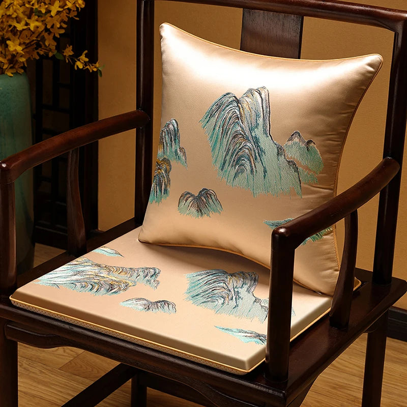 New Chinese-style Foam Chair Cushions Rosewood Sofa Cushion Cover Home Sponge Seat Cushions Embroidered Anti-slip Chair Cushions