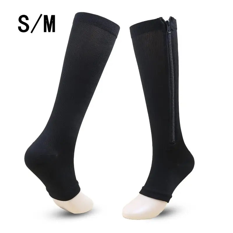 Zipper Compression Socks Women Men High Elasticity Nylon Closed Toe Pressure Stocking For Edema