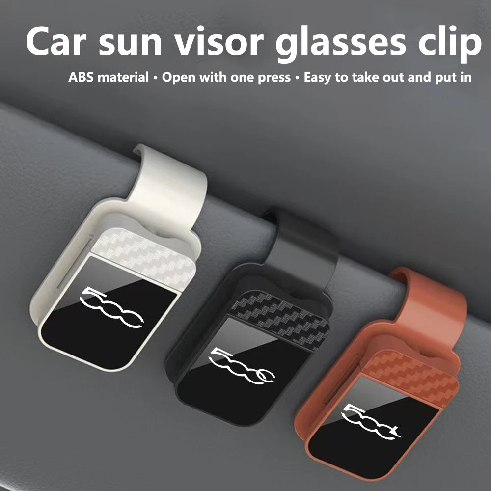 Car Sun Visor Glasses Clip Carbon Fiber Eyeglasses Sunglasses Storage For Fiat 500 500C 2012 500X 500L Abarth 695 PUNTO