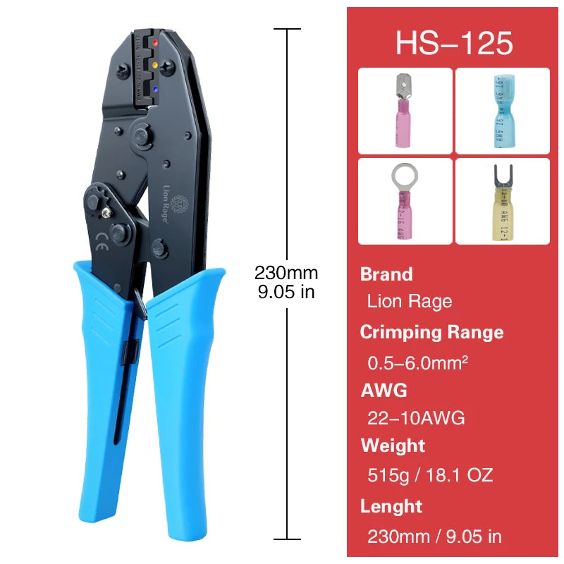 HS-125 BHT Series Electrical Wiring Crimping Pliers - Home Improvement Terminal Crimp Tools Hand Tools for Wire Crimping