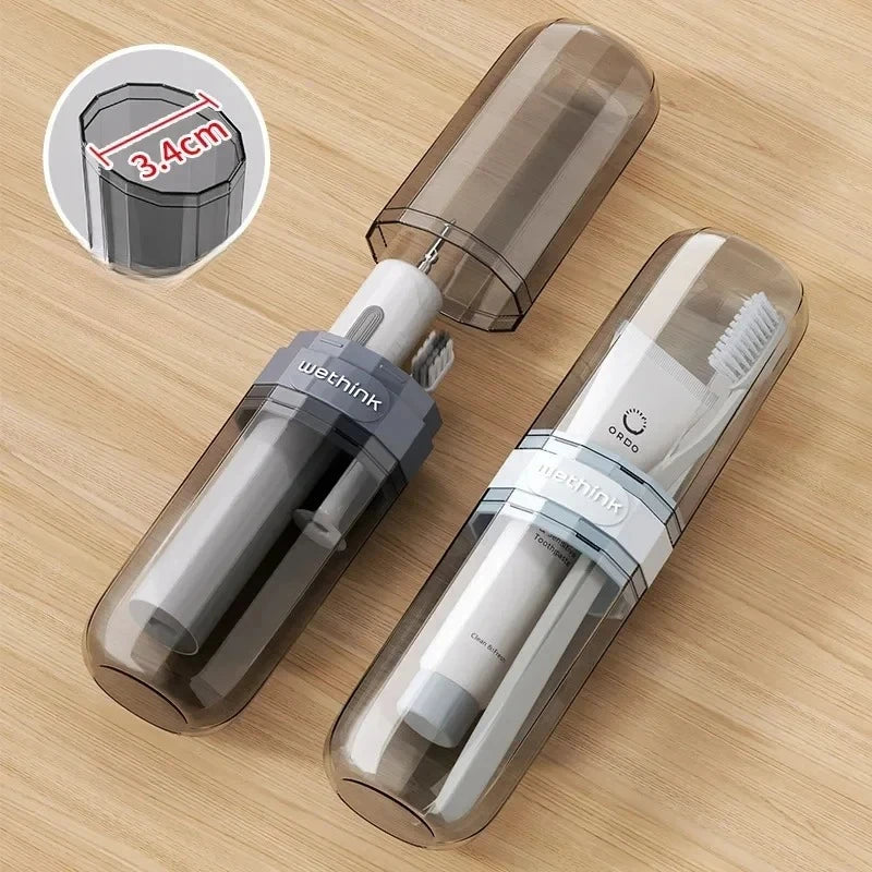 Portable Clear Toothbrush Travel Case, Hard Shell All-in-One Organizer for Business Trips Gym & Commute, Hygienic Secure Design