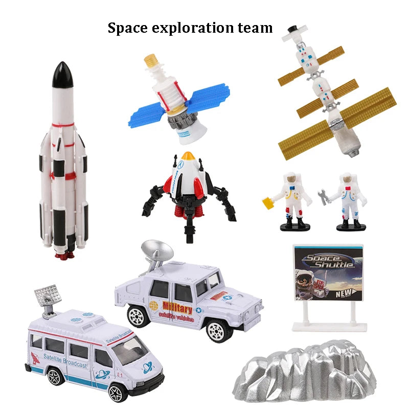 Rocket Model Aircraft Space Toy Set Child Car Launch Tower Space Ship Children's Creative Educational Toys