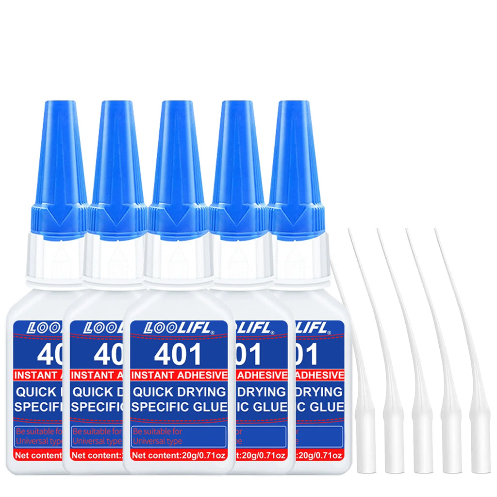 Loolifl 401 Instant Adhesive - Multi-Purpose Strong Super Glue for Metal, Ceramic, Plastic, 20g Quick-Drying Cyanoacrylate Glue