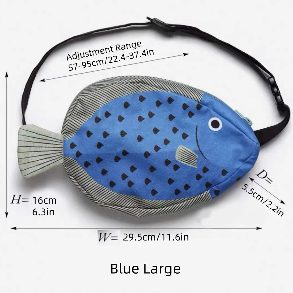 Outdoor Crossbody Bag, Large Capacity Casual Travel Storage Bag in the Shape of a Sea Fish, Waist Bag, Camping Hiking Outdoor Leisure Small Backpack, Gift
