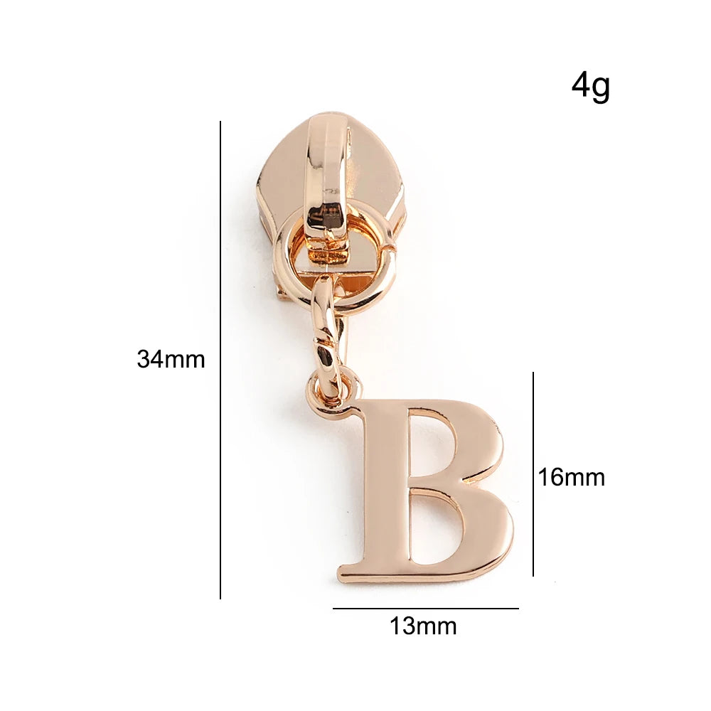 20/50PCS 5# Nylon A-Z English Initial Letter Zipper Puller Slider For Create Personal Logo Bag Purse Trinkets Gift Accessories