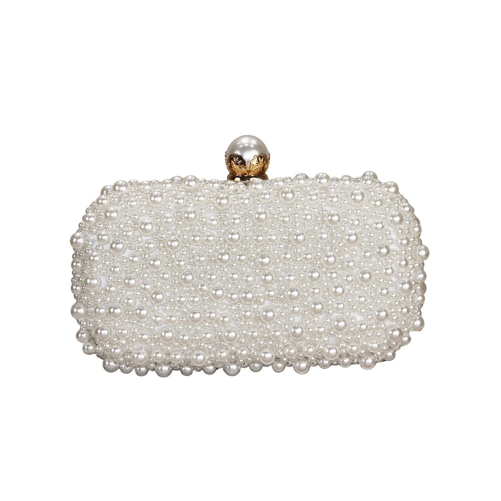 Ladies' new versatile pearl dinner bag fashionable pearl handbag light luxury and high-end white single shoulder crossbody bag