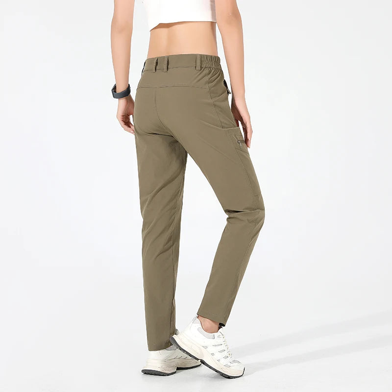 EUMERGX Women's Summer Hiking Pants Quick-Dry Waterproof Cargo Pants Outdoor Stretch Mountain Trousers For Camping Climbing