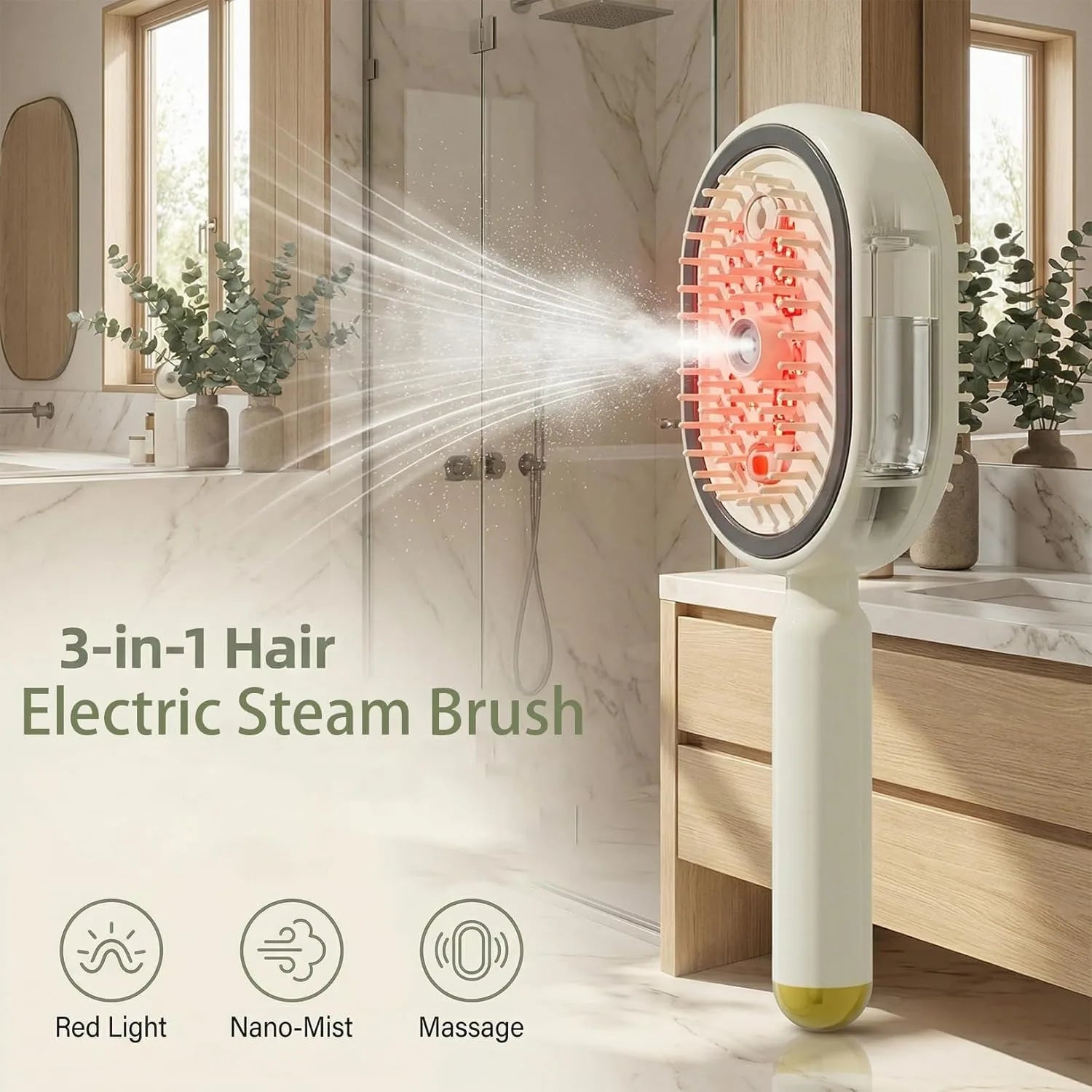 Electric Steam Hair Brush Comb & Mist Function Simultaneously Stronger Ion Technology Less Breakage No Residue for Beautiful Hai