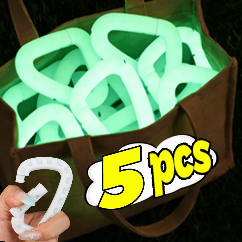 Night Visibility Carabiner Glow in Dark D Shape Luminous Clip for Camping Hiking Backpack Keychain Night Gear Backpack Safety