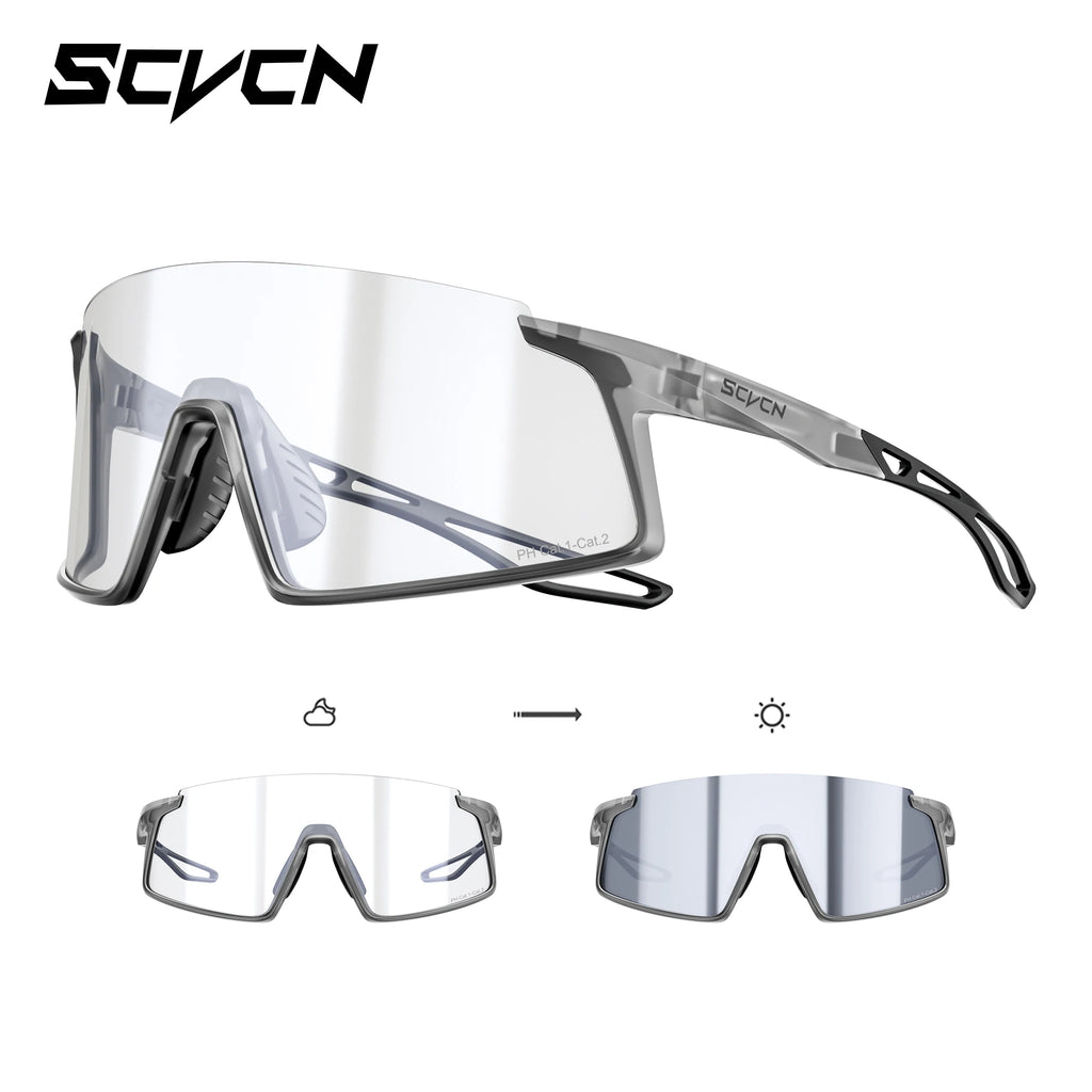 SCVCN 2026 Hiking Eyewear Men's Cycling Sunglasses Photochormic Glasses UV400 Outdoor Sports Goggles Camping MTB Bike Glasses