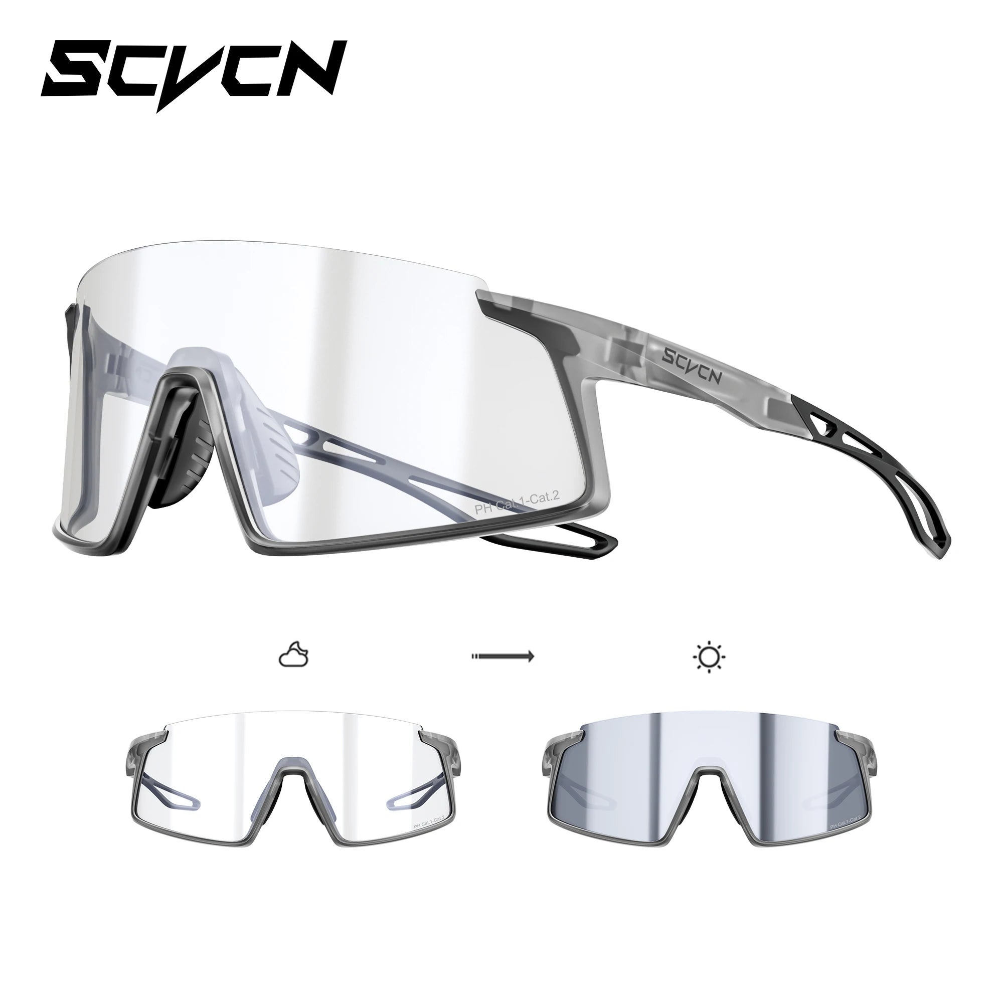 SCVCN 2026 Hiking Eyewear Men's Cycling Sunglasses Photochormic Glasses UV400 Outdoor Sports Goggles Camping MTB Bike Glasses