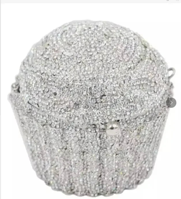 Boutique De FGG Women Blue Cupcake Evening Bag Crystal Clutch Purses Wedding Bridal Rhinestone Clutch Bag Party Minaudiere Bag