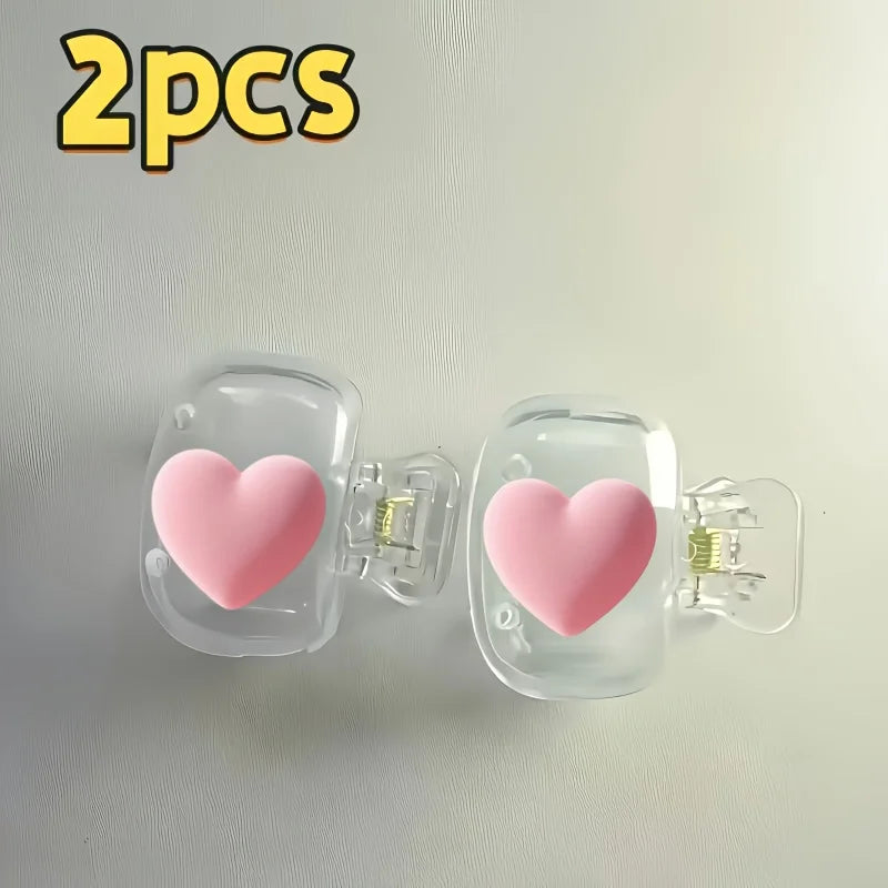 2pcs Pink Heart Toothbrush Holder Clips Home Portable Travel Toothbrush Protective Cap Storage Box Protection Clip Cover Gifts