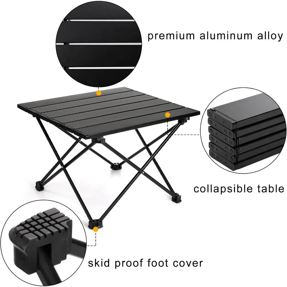 Portable Folding Camping Side Table Lightweight Aluminum for Outdoor Picnic Cooking BBQ Hiking Travel
