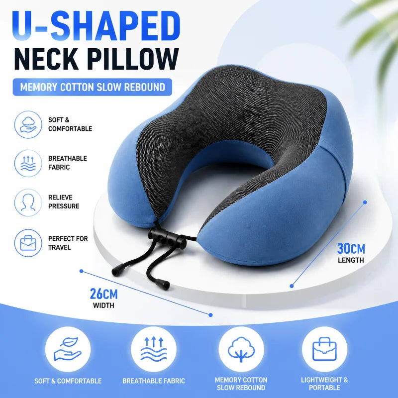 Memory Foam Healthcare Cervical Pillow, Soft U Shape Travel Neck Cushion to Support Neck on Airplane