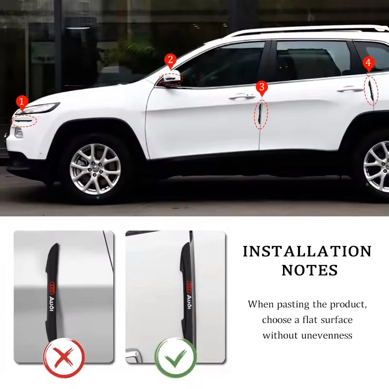 4Pcs Car Logo Anti-collision Strip Auto Door Bumper Protector For Audi Sline A4 A3 A6 TT S4 S5 S6 A1 A2 A5 A7 A8 Q1 Q2 Q3 Q4 Q5