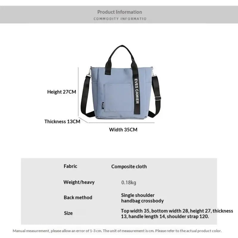 Large Capacity Waterproof Nylon Tote Bag Fashion Crossbody Shoulder Messenger Bag Casual Daily Handbag For Girls Students