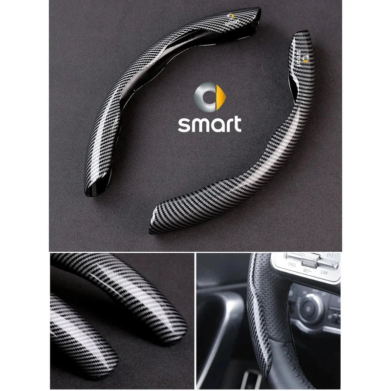 For Smart Fortwo Forfour Forjeremy 451 453 Brabus Roadster Forstars Sprite 1 3 5 Car Carbon Fiber Texture Steering Wheel Cover