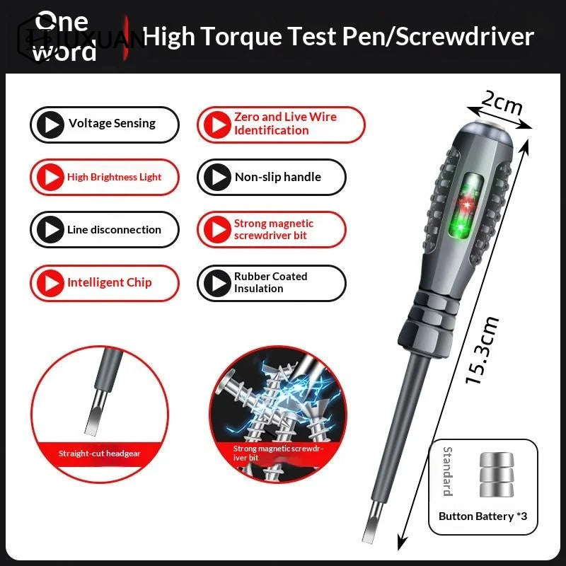 Durable 2-in-1 Electric Tester Screwdriver Set with Magnetic Properties for Skilled Electrical Work