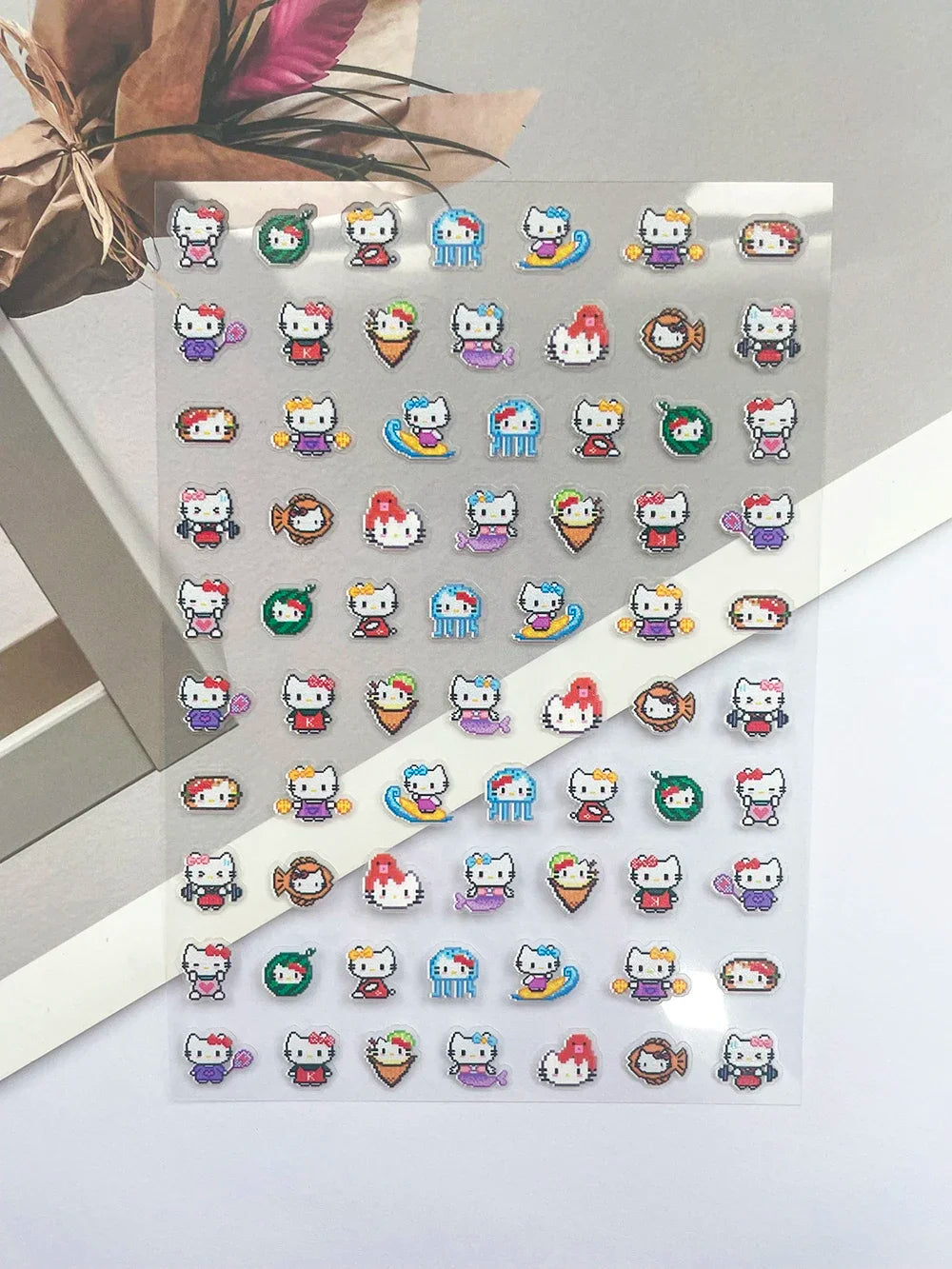 Mini Hellokitty Fruit Food Pixel Art Style Luggage Tags Stickers Nail Art Diy Phone Case Laptop Keyboard Buttons Cute Stickers