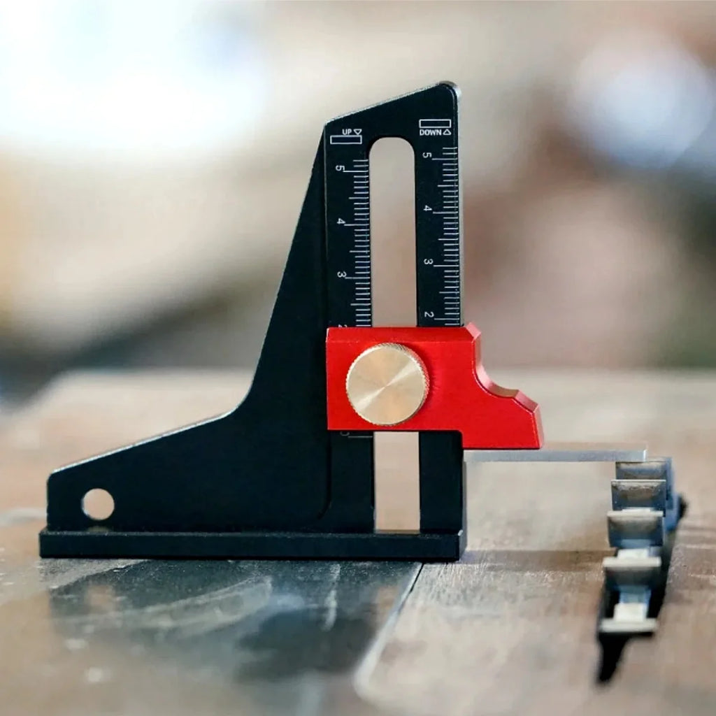Woodworking Height Gauge - Aluminum Alloy Depth Gauge - Adjustable Measuring Tool for Workbench Saw Table and Router Tables