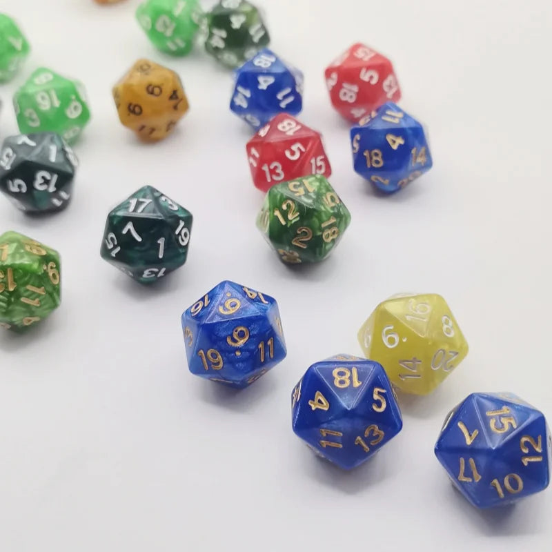 Cube 20 Sides D20 dungeon dices D&D Table board game 20 faces Acrylic Dice Sets Pearl Colorful dungeons and dragons d20 Dices