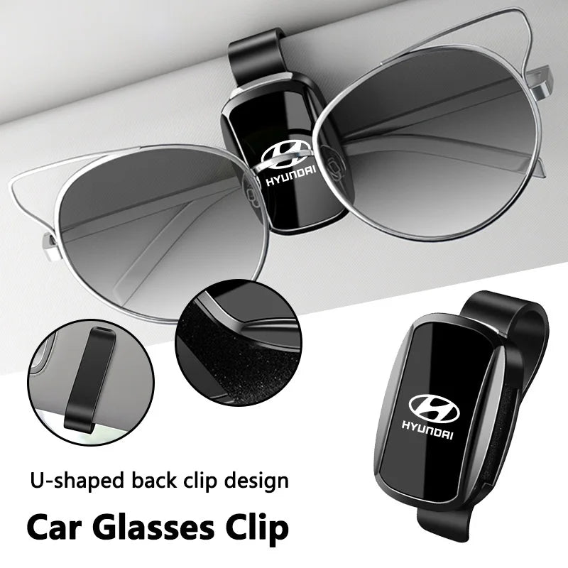 Car Sun Visor Glasses Clip leather Magnetic Storage Holder For Hyundai Elantra Ioniq I30 I20 I10 Kona IX35 I40 IX20 Venue Accent