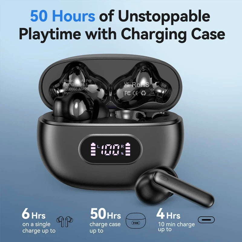 UYUXIO Wireless Earbuds BT 5.4 Headphones with 48H Play Time HiFi Stereo Clear Calls IP7 Waterproof Ear Buds for Phones Sports