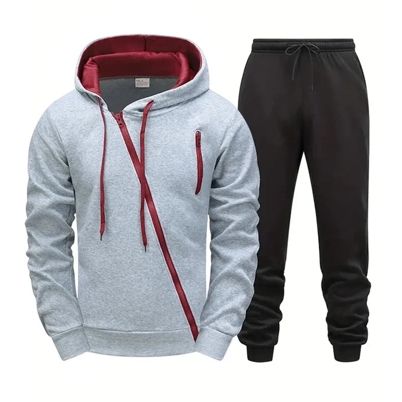 Men's Jacket Tracksuit Solid Color Casual Zipper Sweatshirts Coat Sports Jogging Hoodie Clothing Autumn Winter Single Tops Pants