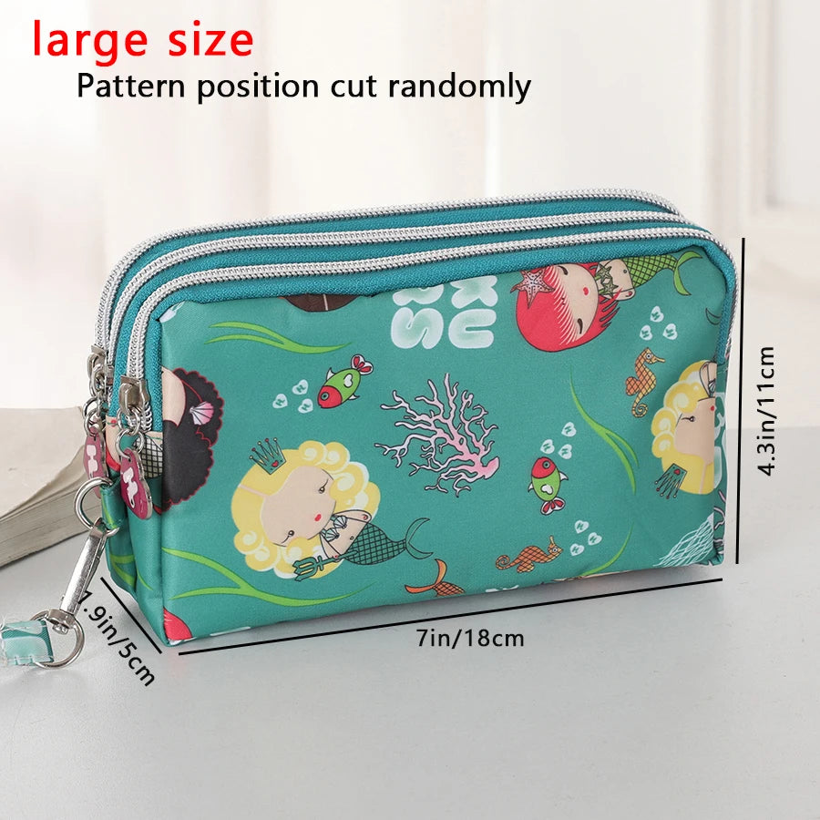 Fashionable clutch for women, long 3-zipper large-capacity wallet, multi-functional mobile phone bag, coin purse