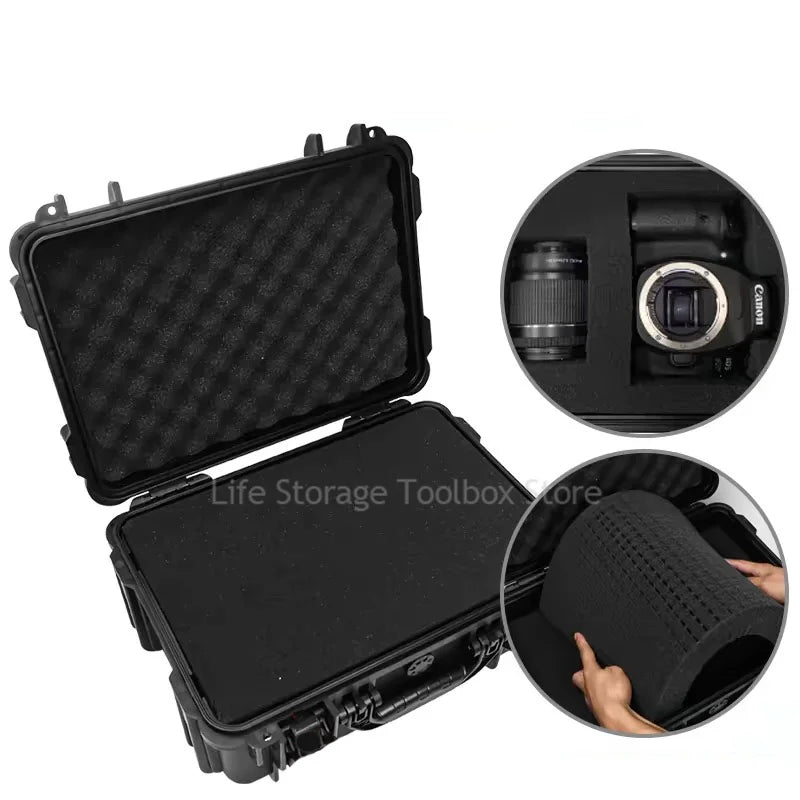 1pc Safety Instrument Tool Box Waterproof Hard Carry Case Bag Tool Case Sponge Protective Tool Storage Box Shockproof Hard Case