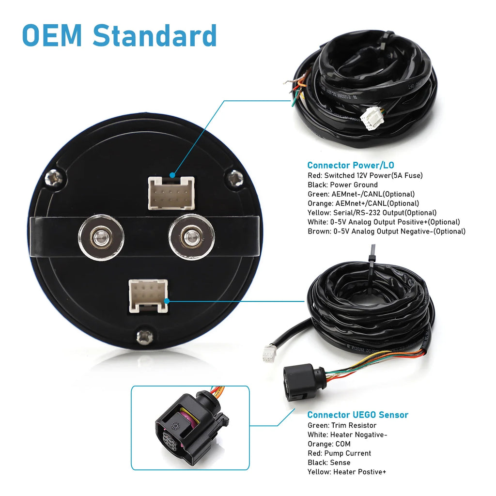 Car O2 Air Fuel Ratio Wide-band Gauge Kit For 30-0300 X-Series AFR Wideband LSU 4.9 Lambda Meter Oxygen Sensor Controller Gauge